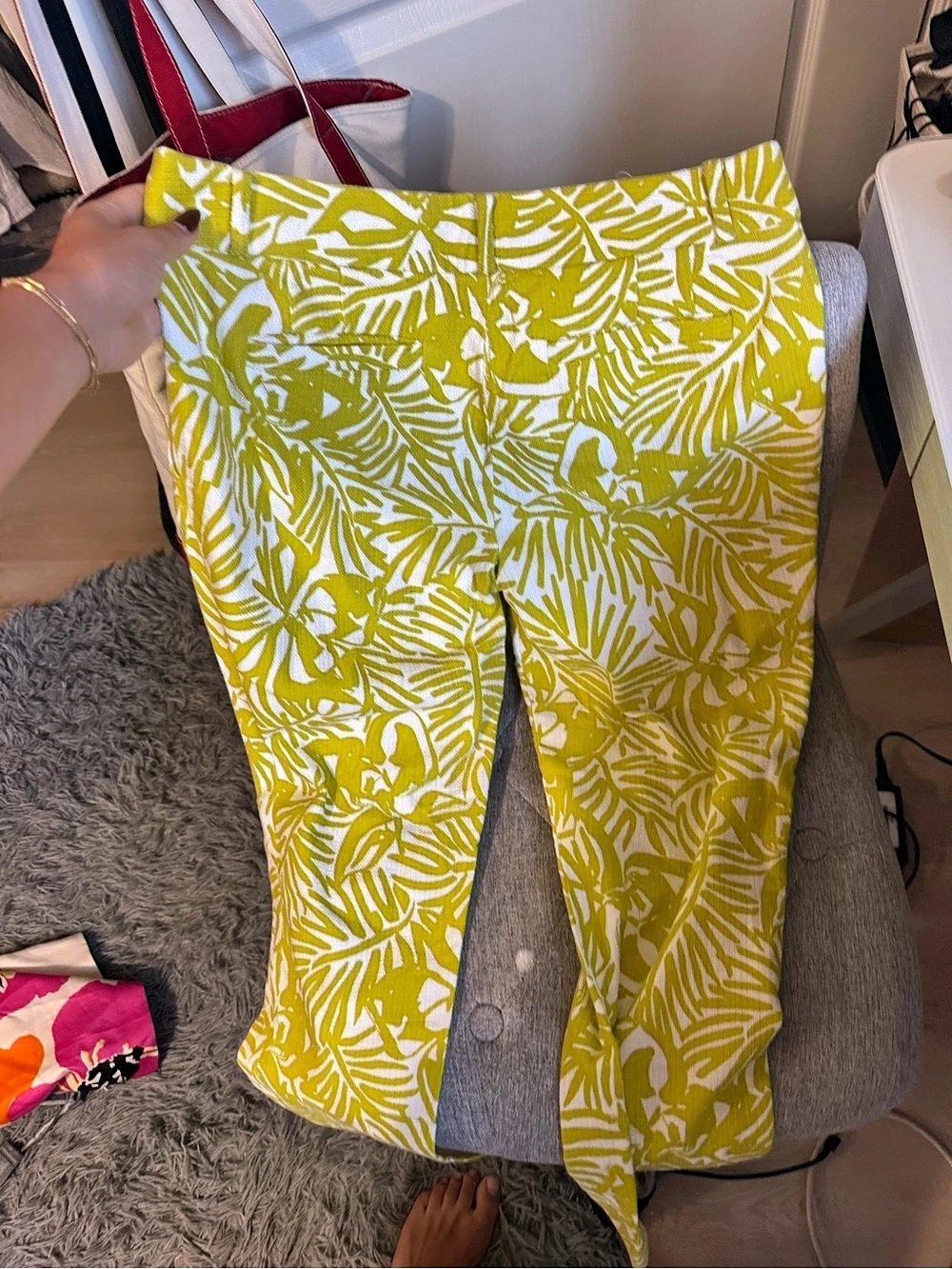 Kate Spade Wide Leg Floral Pants in Yellow & White Size 4